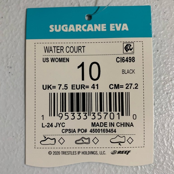 Reef Water Court Black Flip Flop Sandals-Size 10 New - Picture 11 of 11